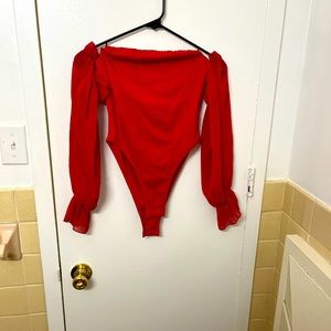 Sexy red on off the shoulder bodysuit sz 2